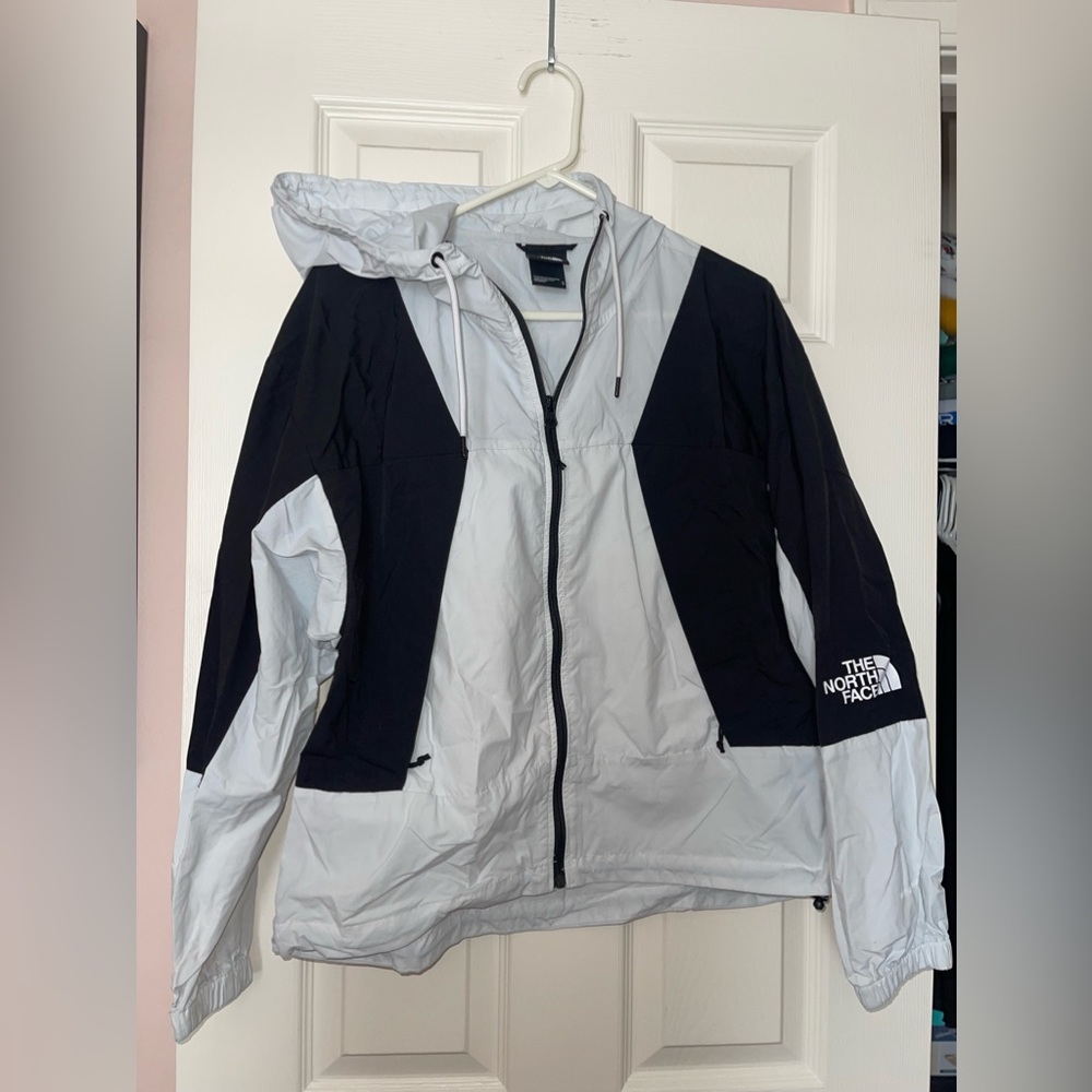 north face zip up jacket with hood | size m | white, black